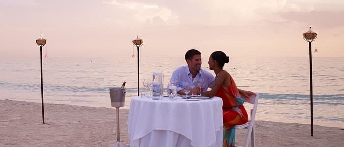 romantic beachfront dinner at Couples Swept Away romantic beachfront dinner at Couples Swept Away