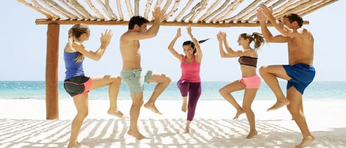 Beach yoga at Excellence Riviera Cancun