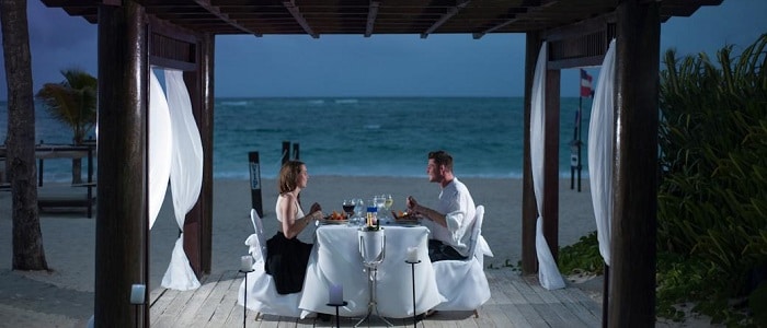 romantic dinner on the beach