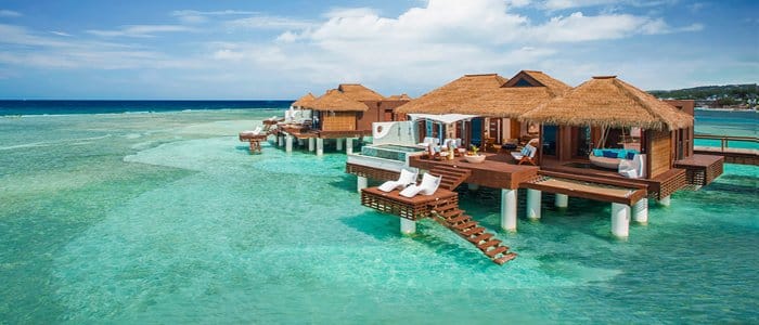 Sandals Royal Caribbean includes over the water bungalows for all inclusive stays