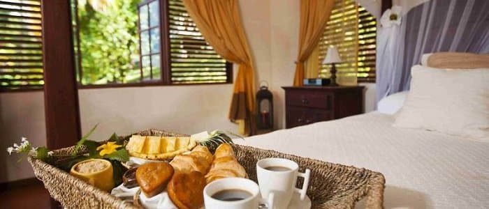 Breakfast in bed on your tropical getaway