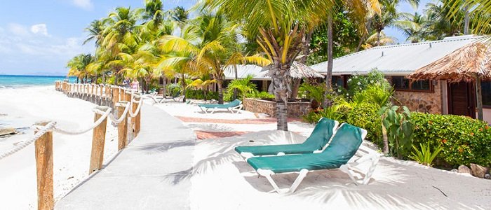 White sands and blue waters