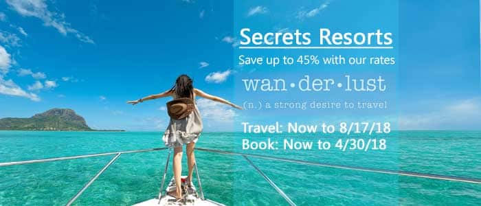 Book your Secrets getaway today!! Book your Secrets getaway today!!