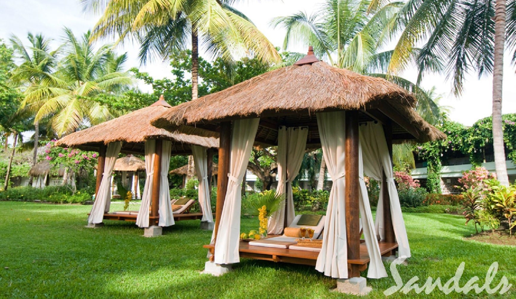 sandals cabanas on the water