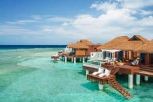 Jamaica honeymoon overwater bungalow at Sandals Royal Caribbean