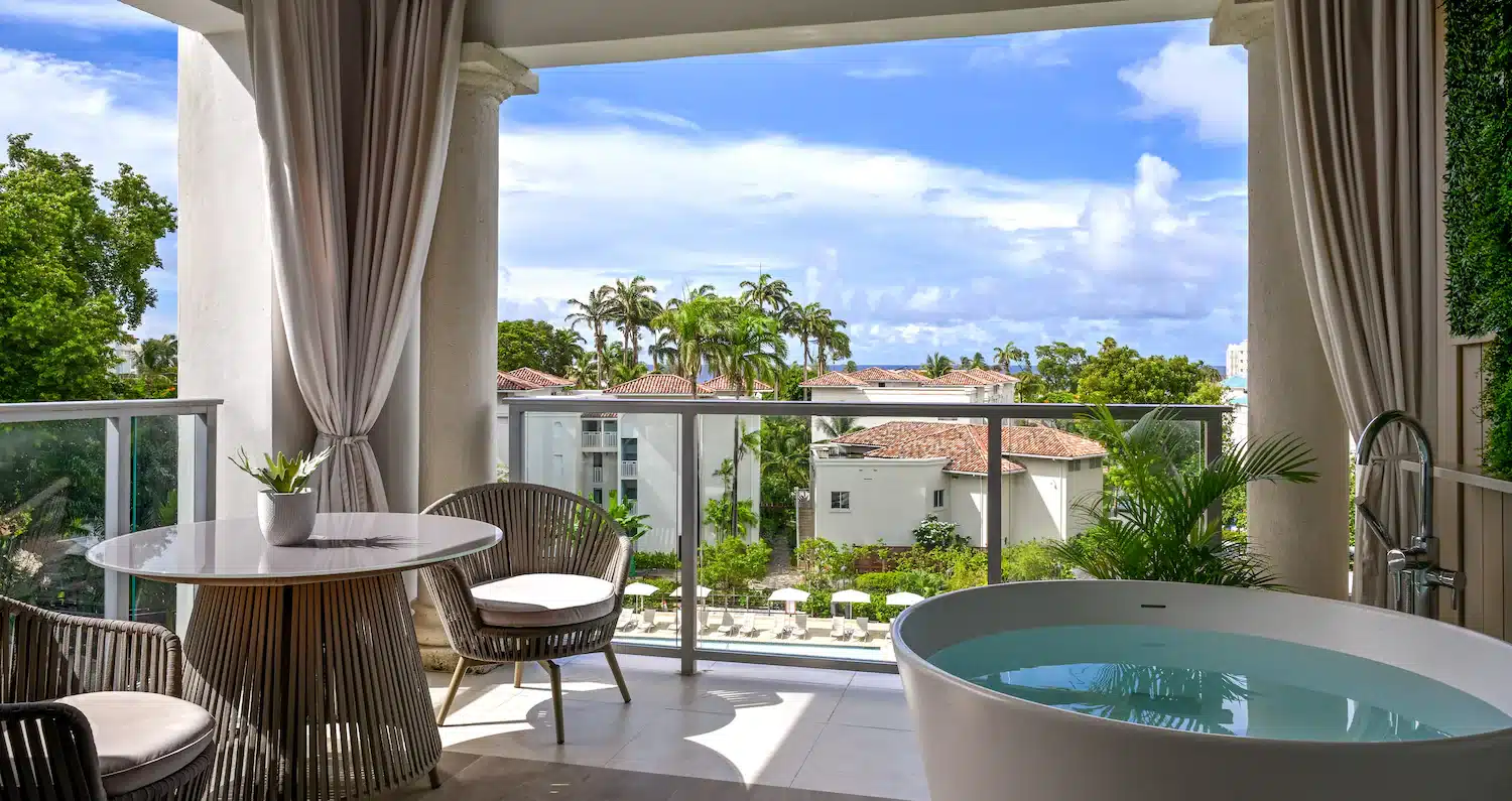 sandals royal barbados south seas hideaway Crystal lagoon club level suite with balcony tranquility soaking tub