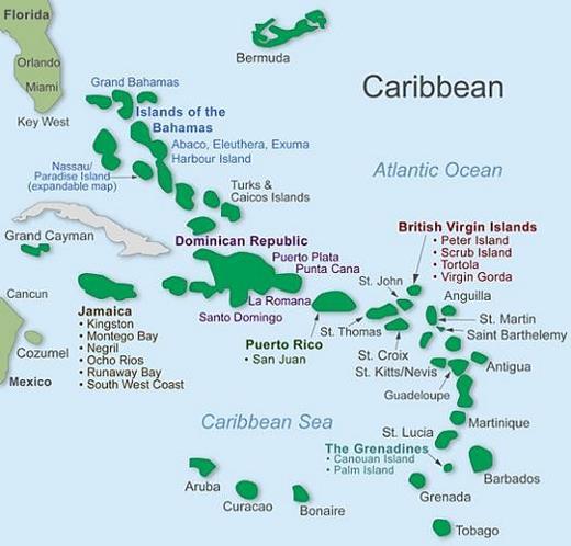 Caribbean Honeymoon Destination Map