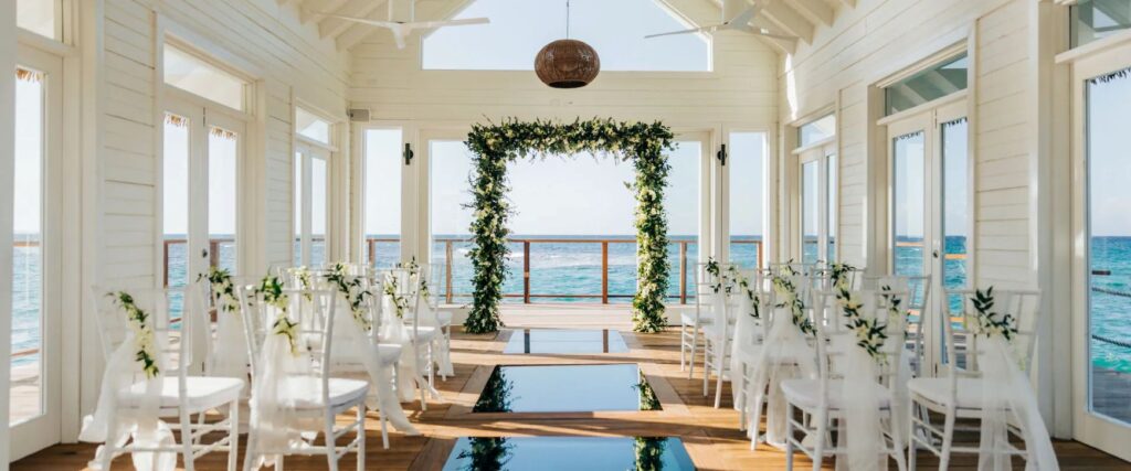 sandals over water wedding